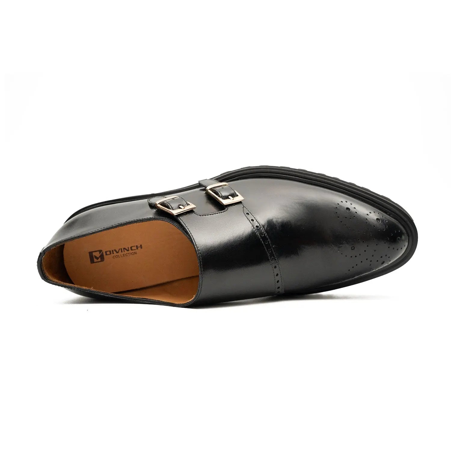 Black Dual-Buckle Chunky Sole Brogues Divinch