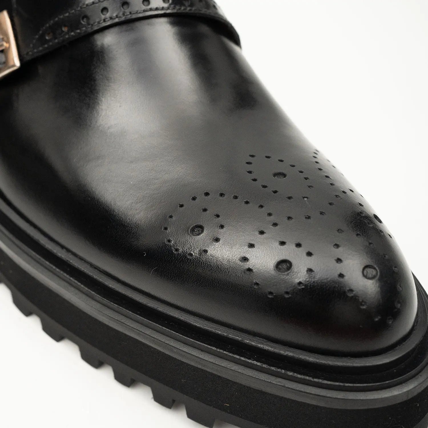 Black Dual-Buckle Chunky Sole Brogues Divinch