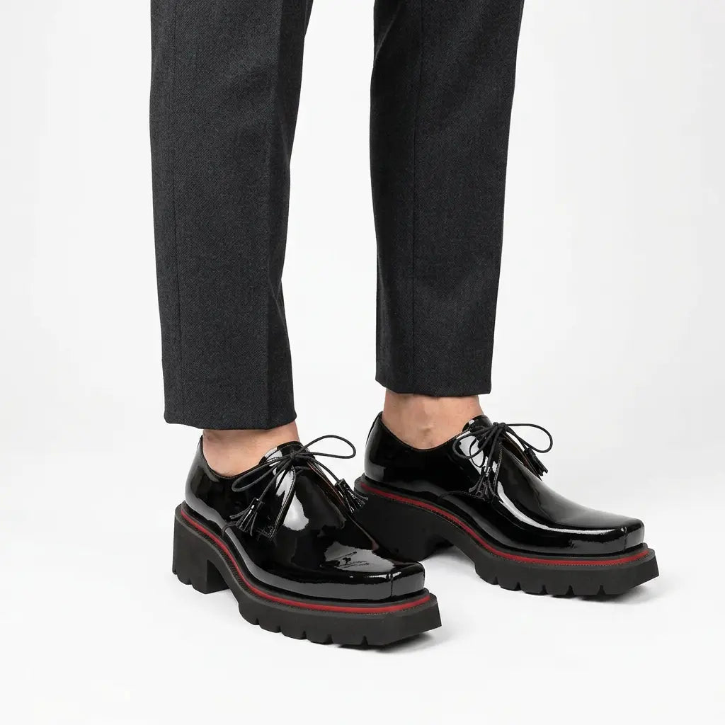 Black Patent Lug Derby