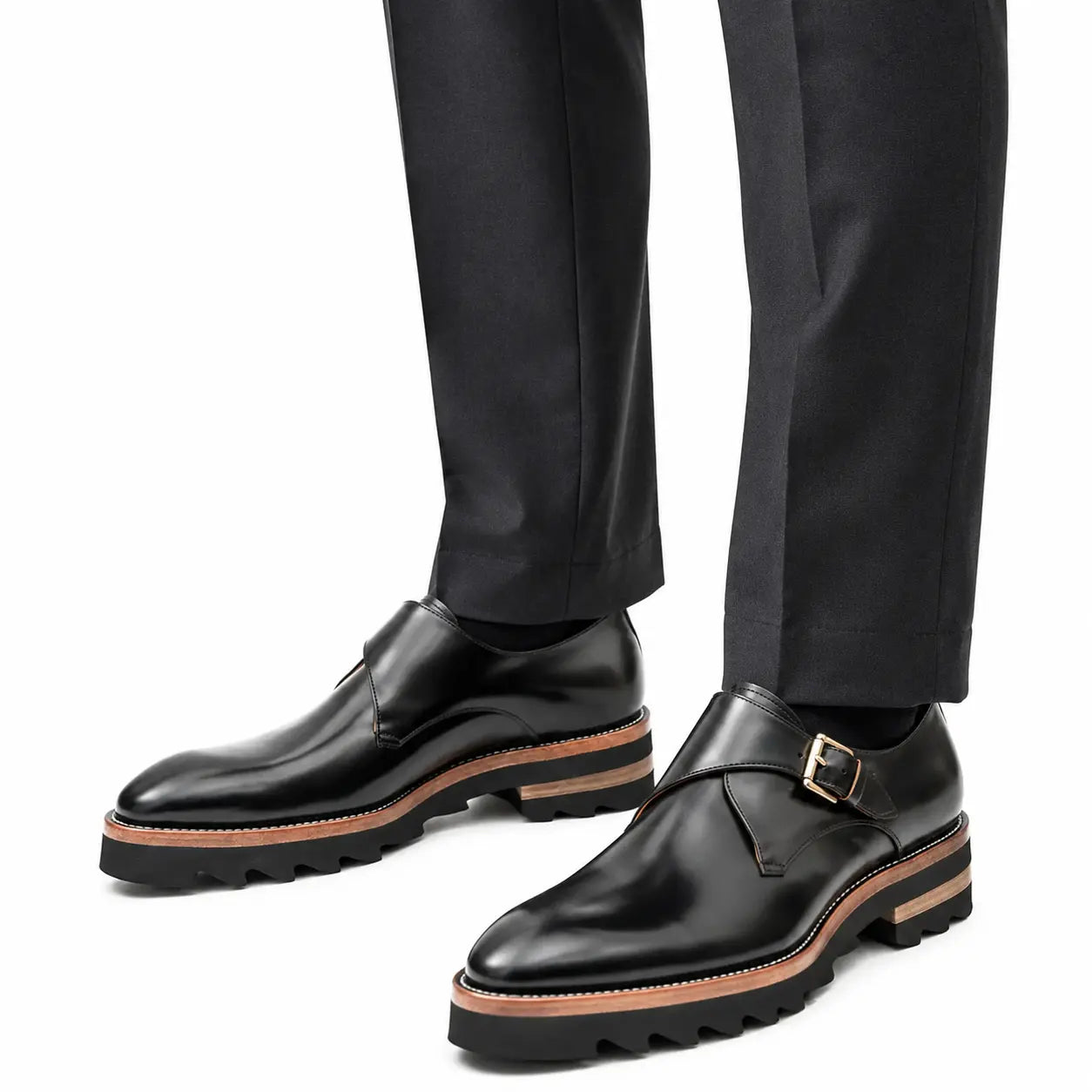 Black Single Monk Strap