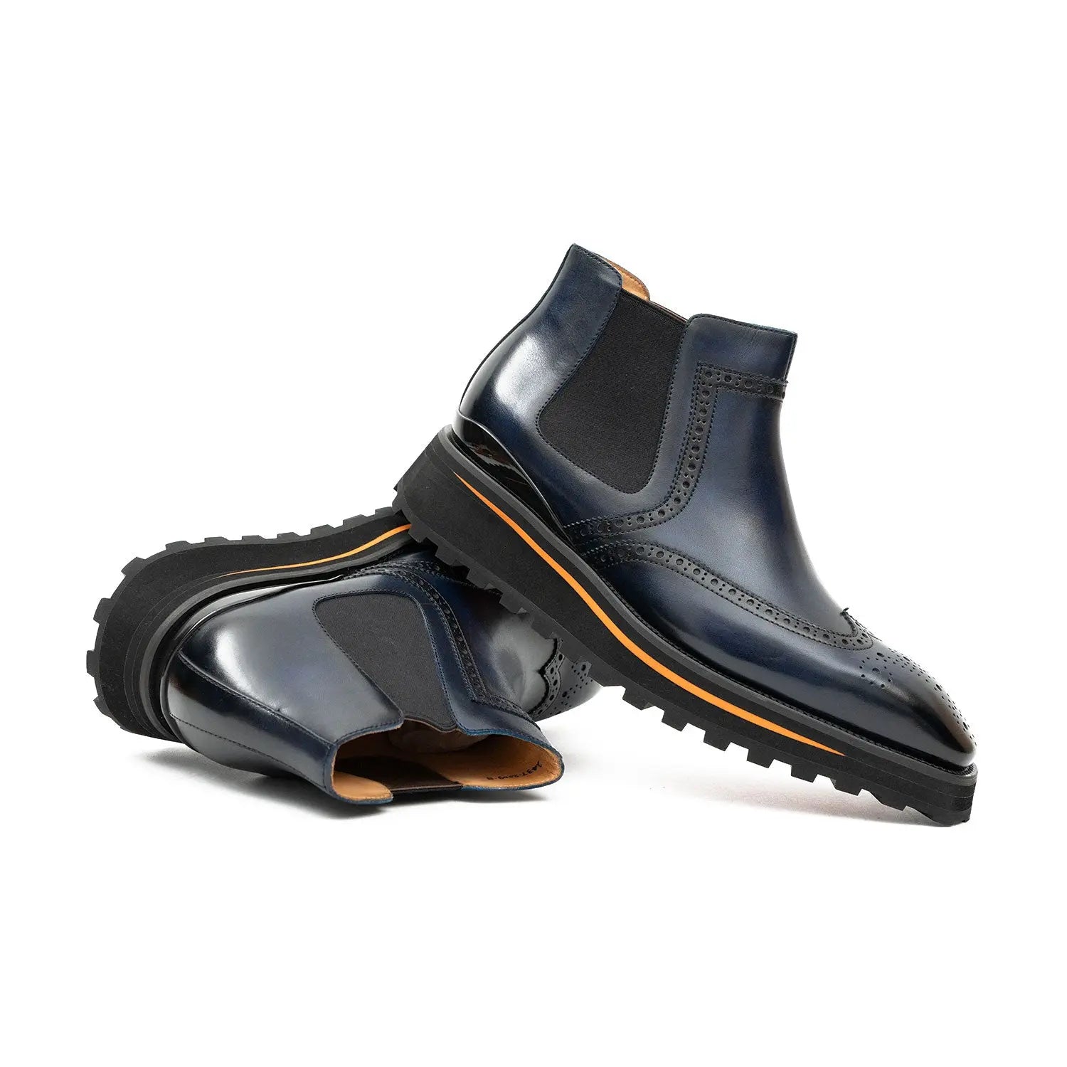 Brogue Stiefel mit dicker Sohle 2891 Blau