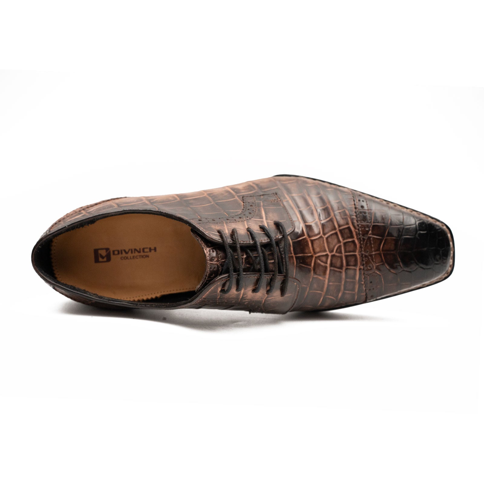 Coffee Crocodile Derby Shoes Goodyear Norwegian 8019