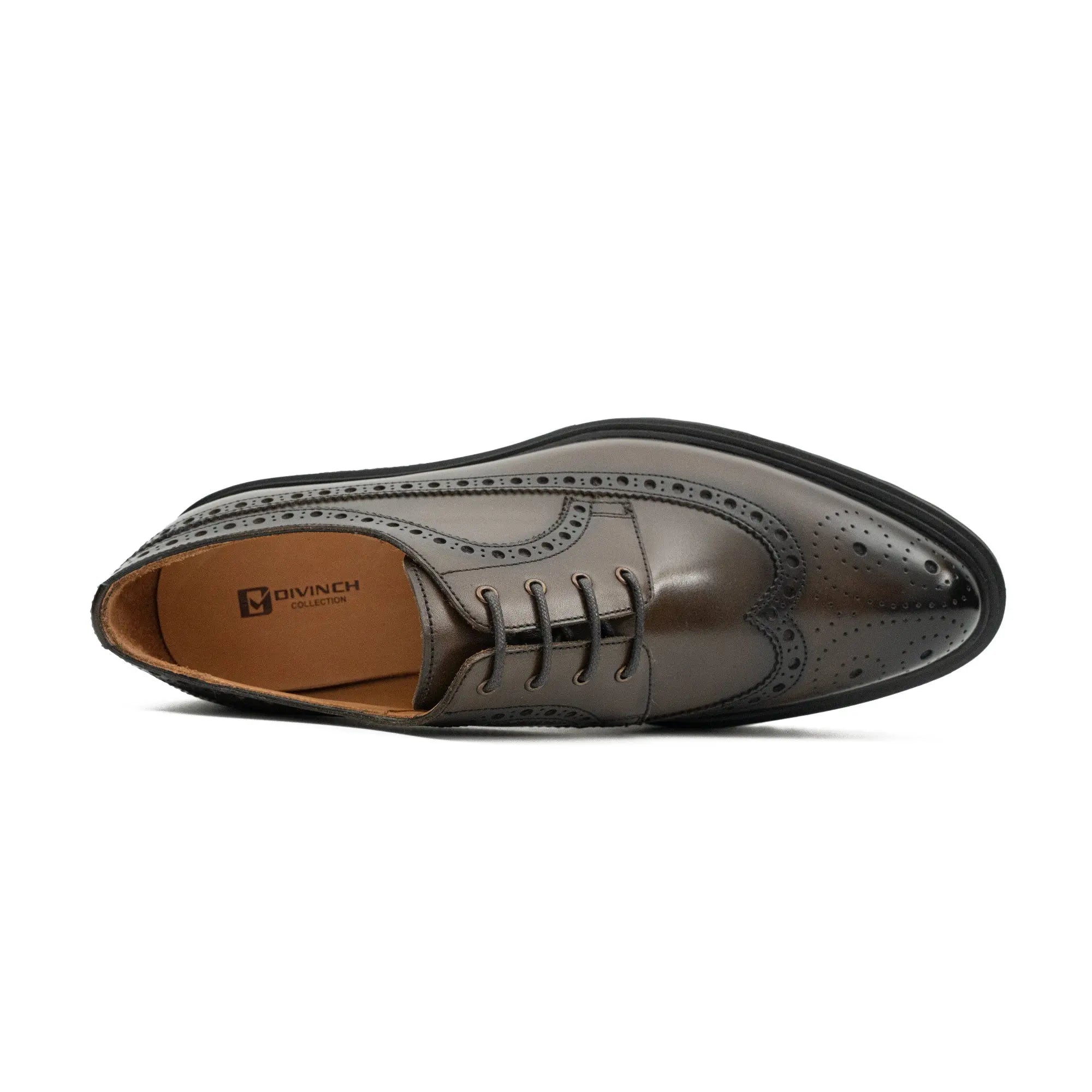 Handmade Chunky - sole Brogue Shoes Coffee Divinch