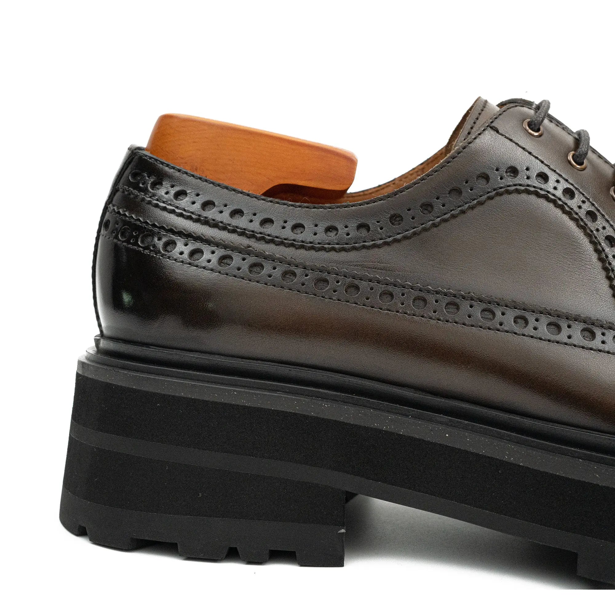 Handmade Chunky - sole Brogue Shoes Coffee Divinch