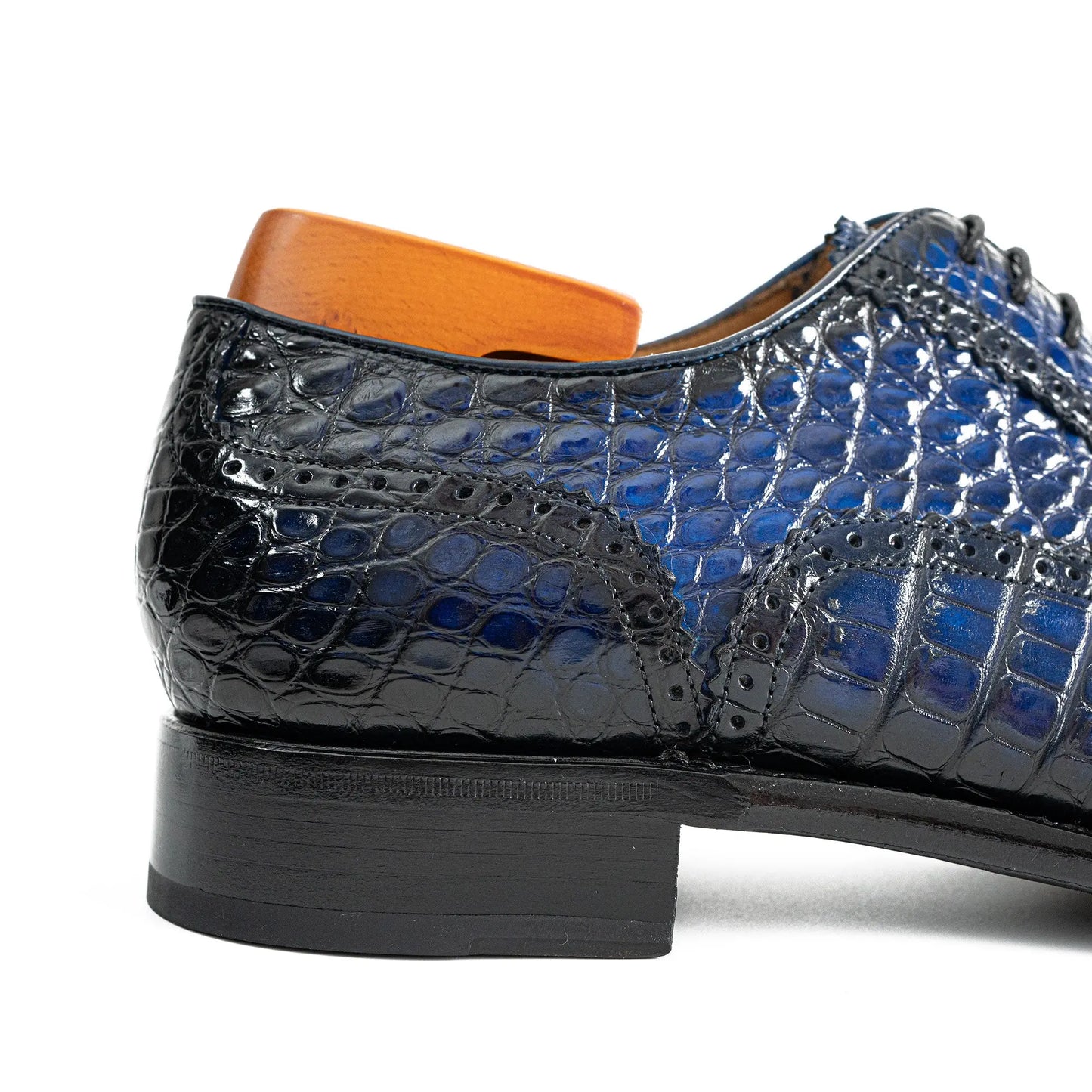 Handmade Crocodile Leather Oxford Shoes Blue DIVINCH
