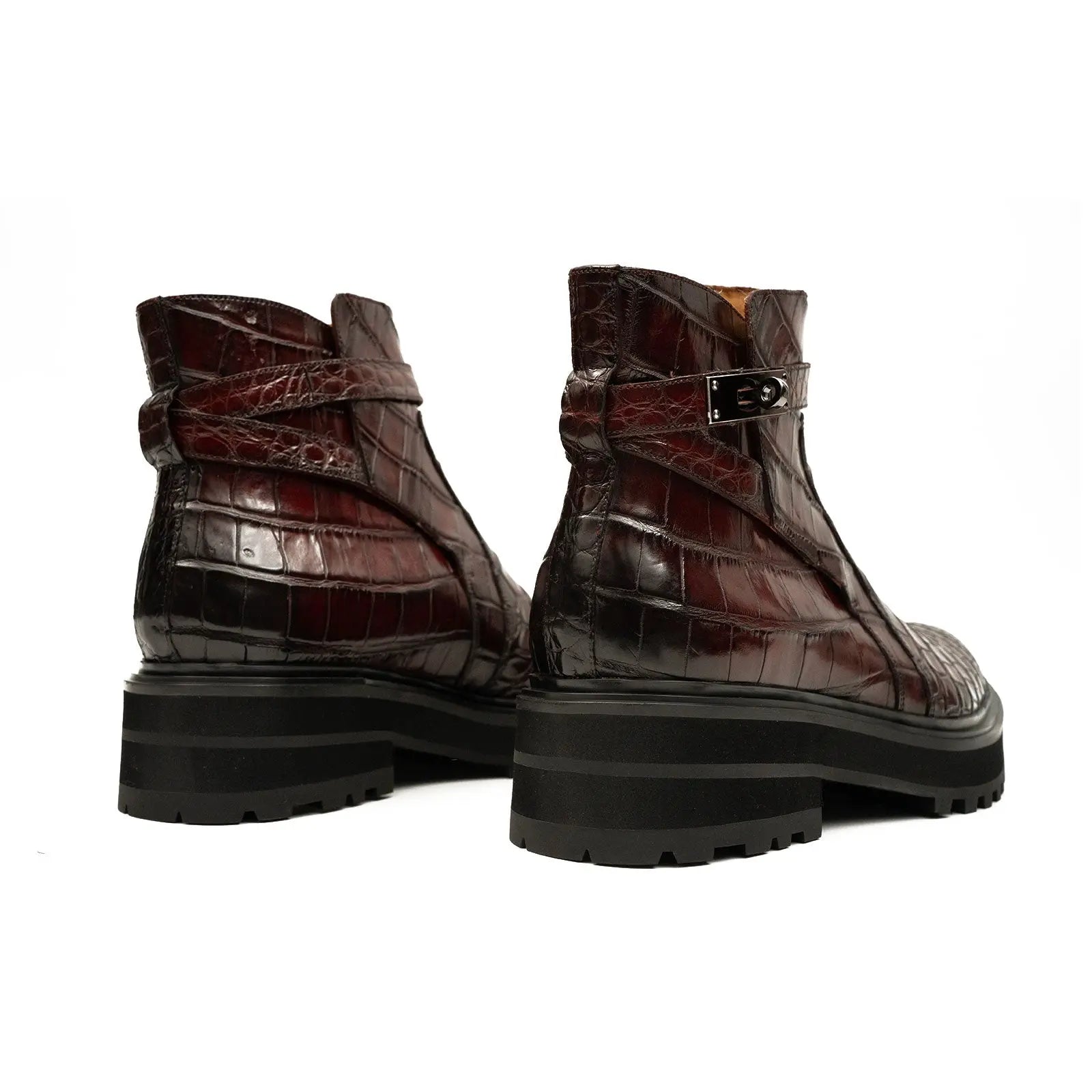 Handmade Nile Croc Chelsea Boots with Buckle DIVINCH