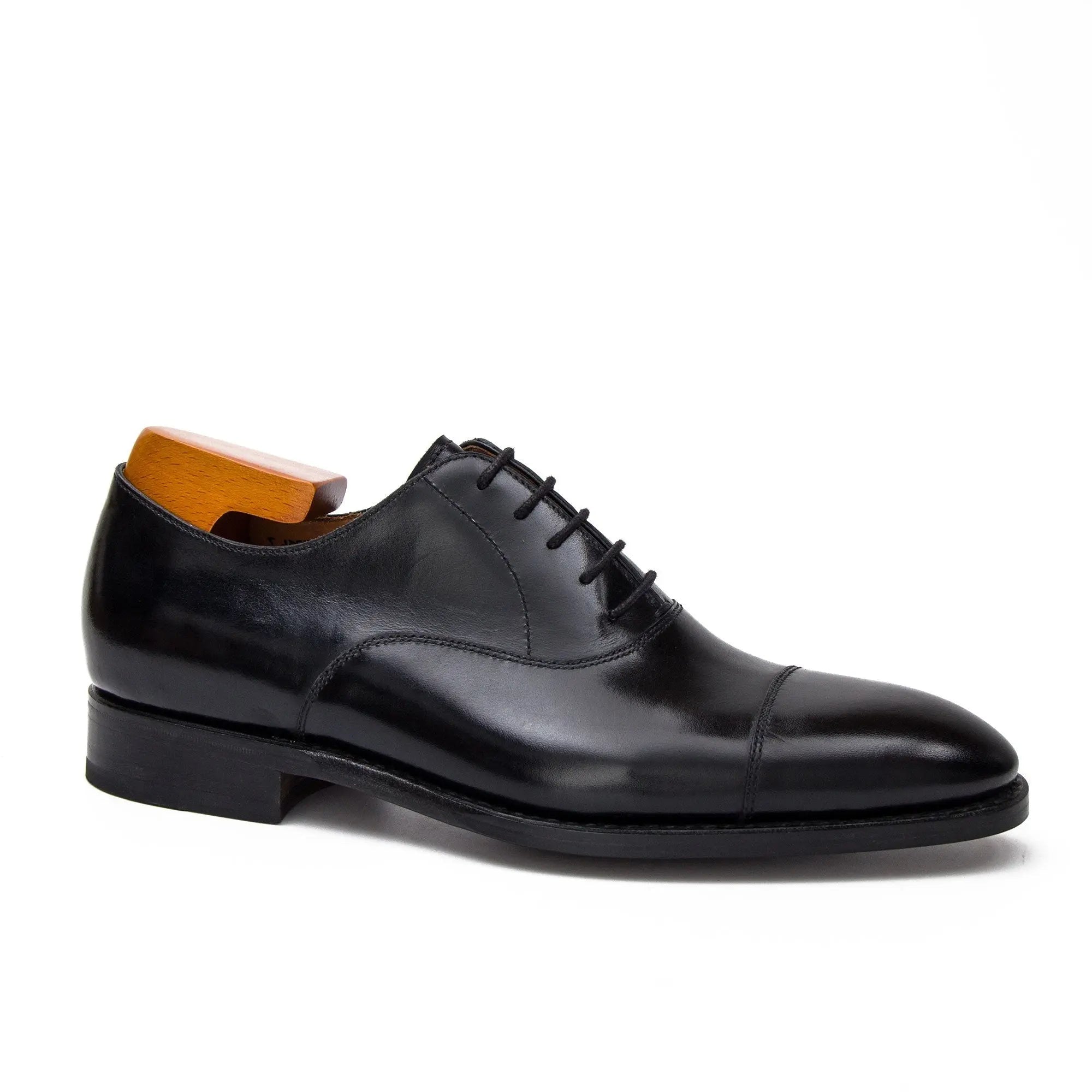 Goodyear Welted Cap Toe Oxford Shoes Black Full Grain Leather for Men Goodyear Welted Cap Toe Oxford Shoes Black Full Grain Leather for Men