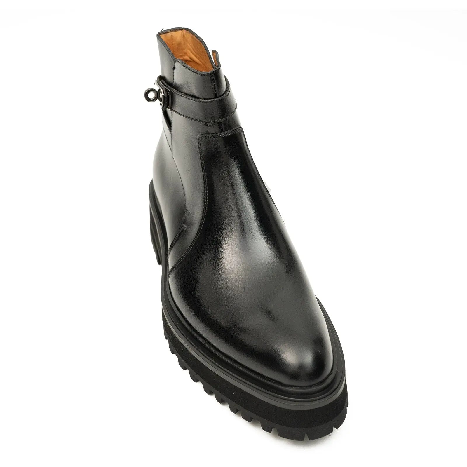 Men's Black Calfskin Buckle Chelsea Boots DIVINCH