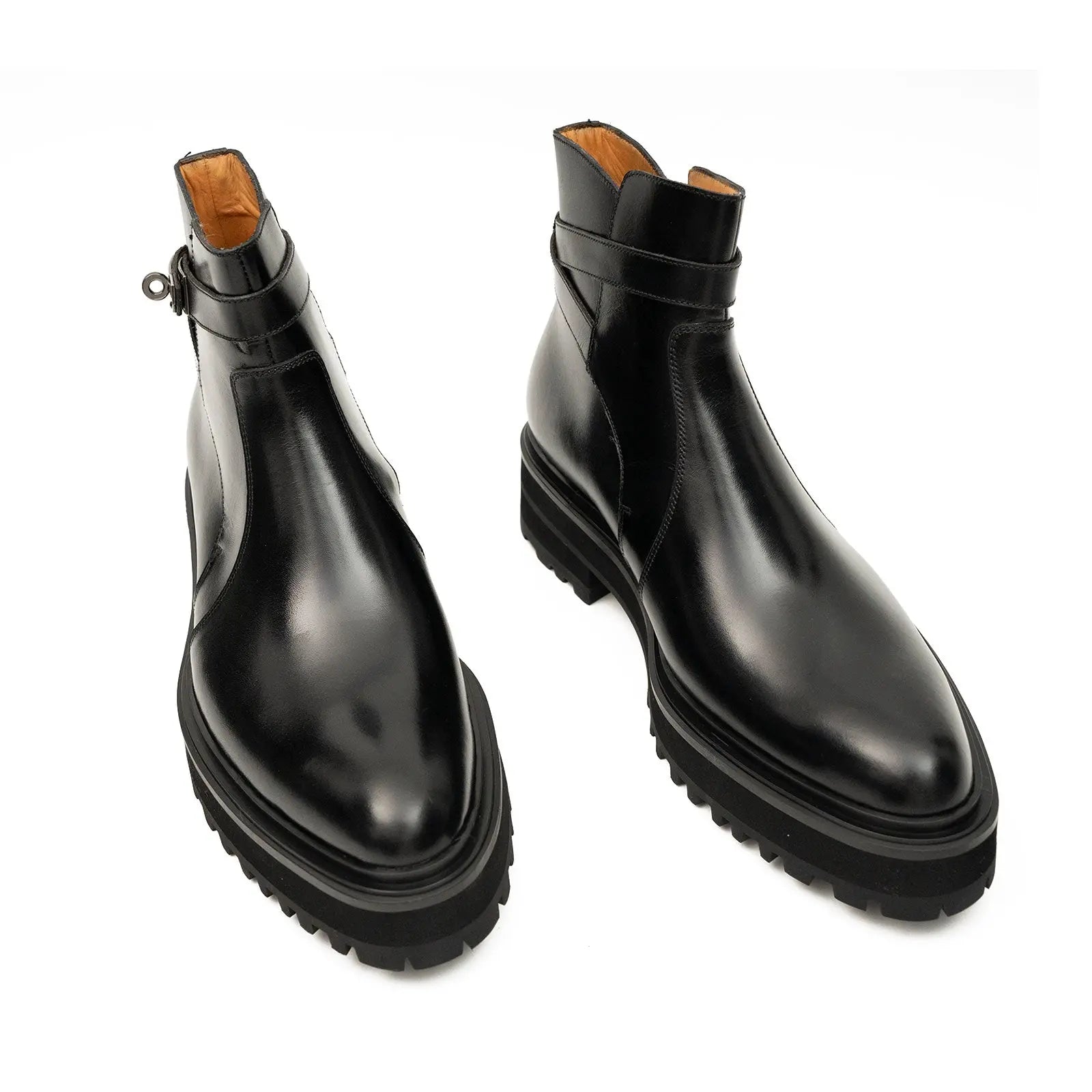 Men's Black Calfskin Buckle Chelsea Boots DIVINCH