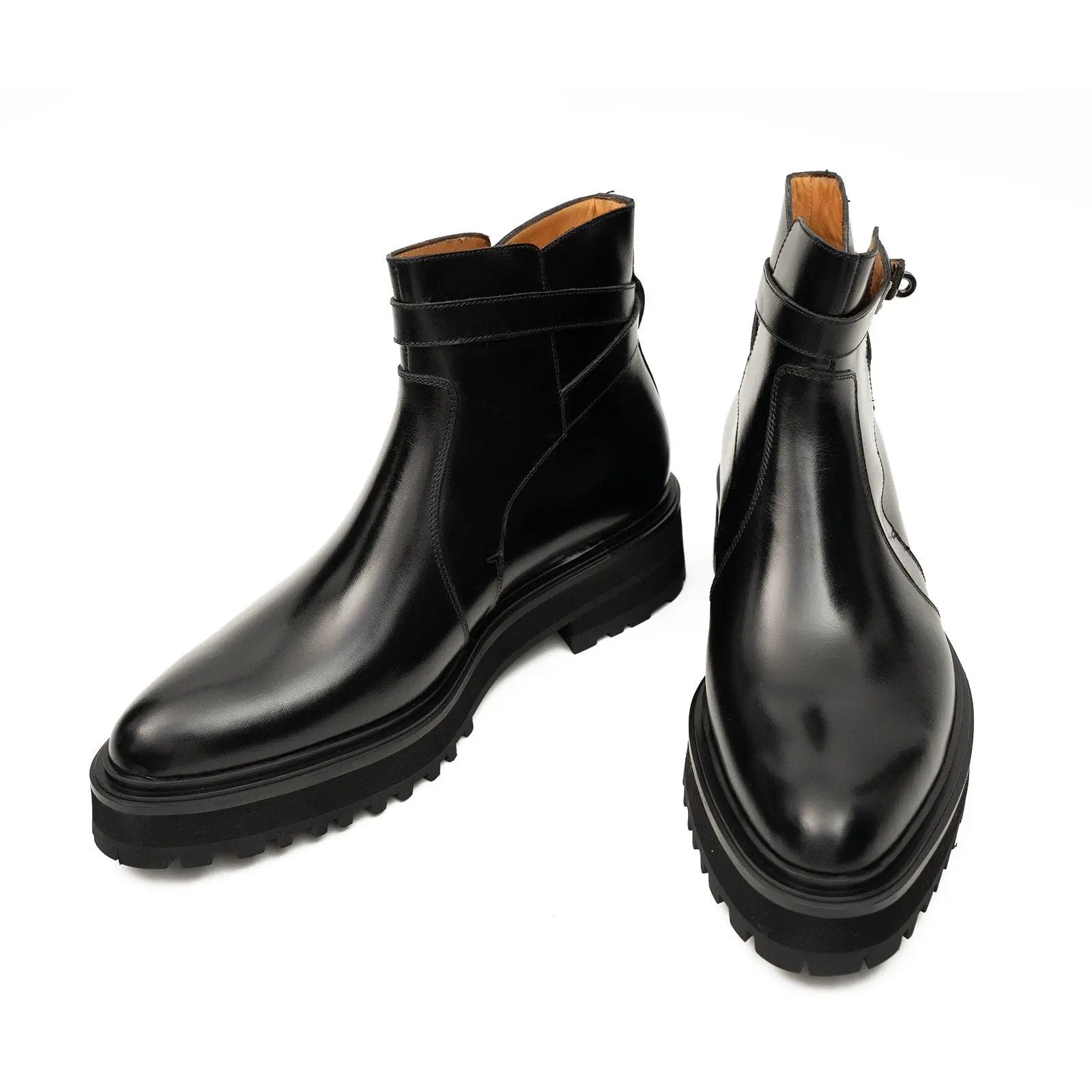 Men's Black Calfskin Buckle Chelsea Boots DIVINCH