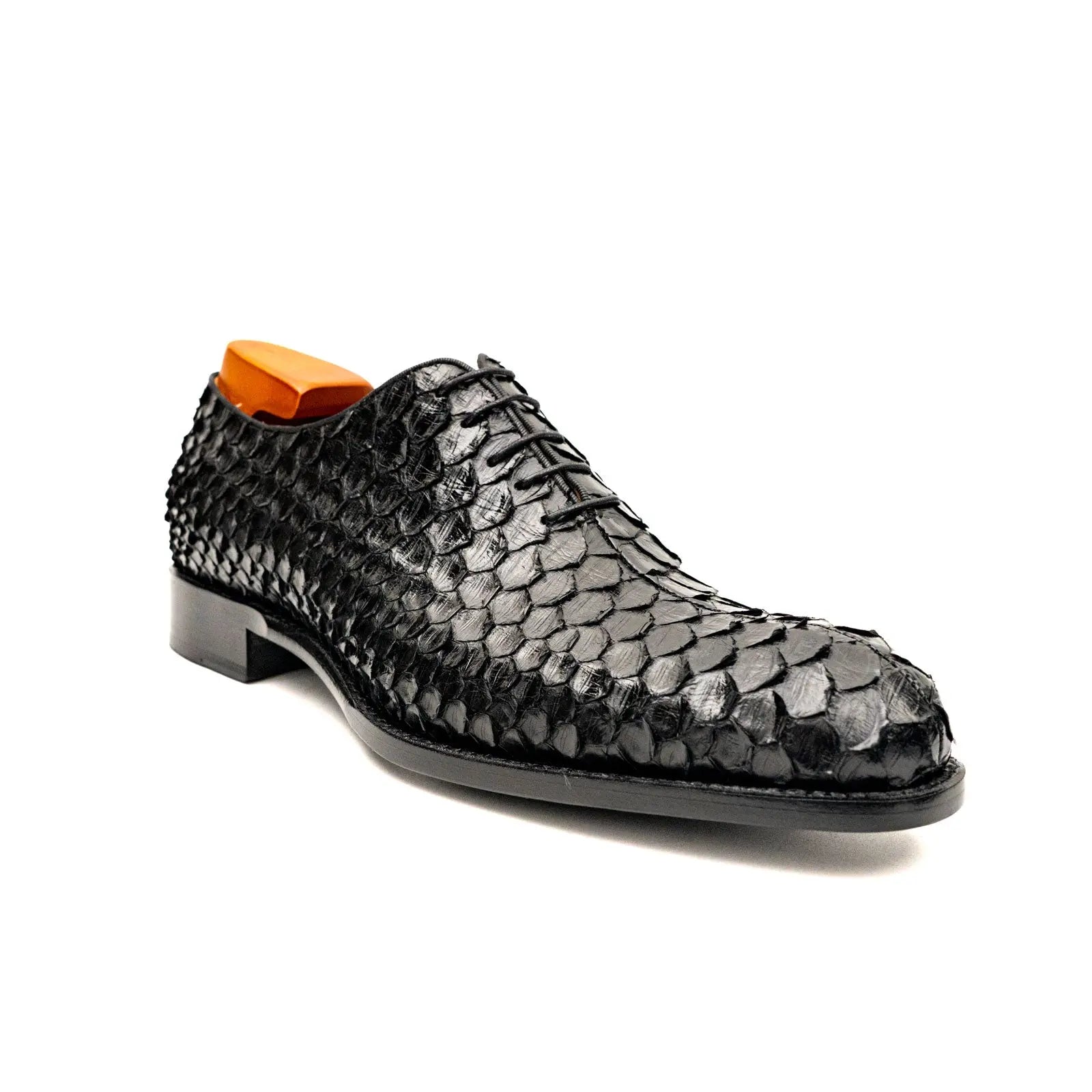 Men's Black Python Leather Oxfords DIVINCH