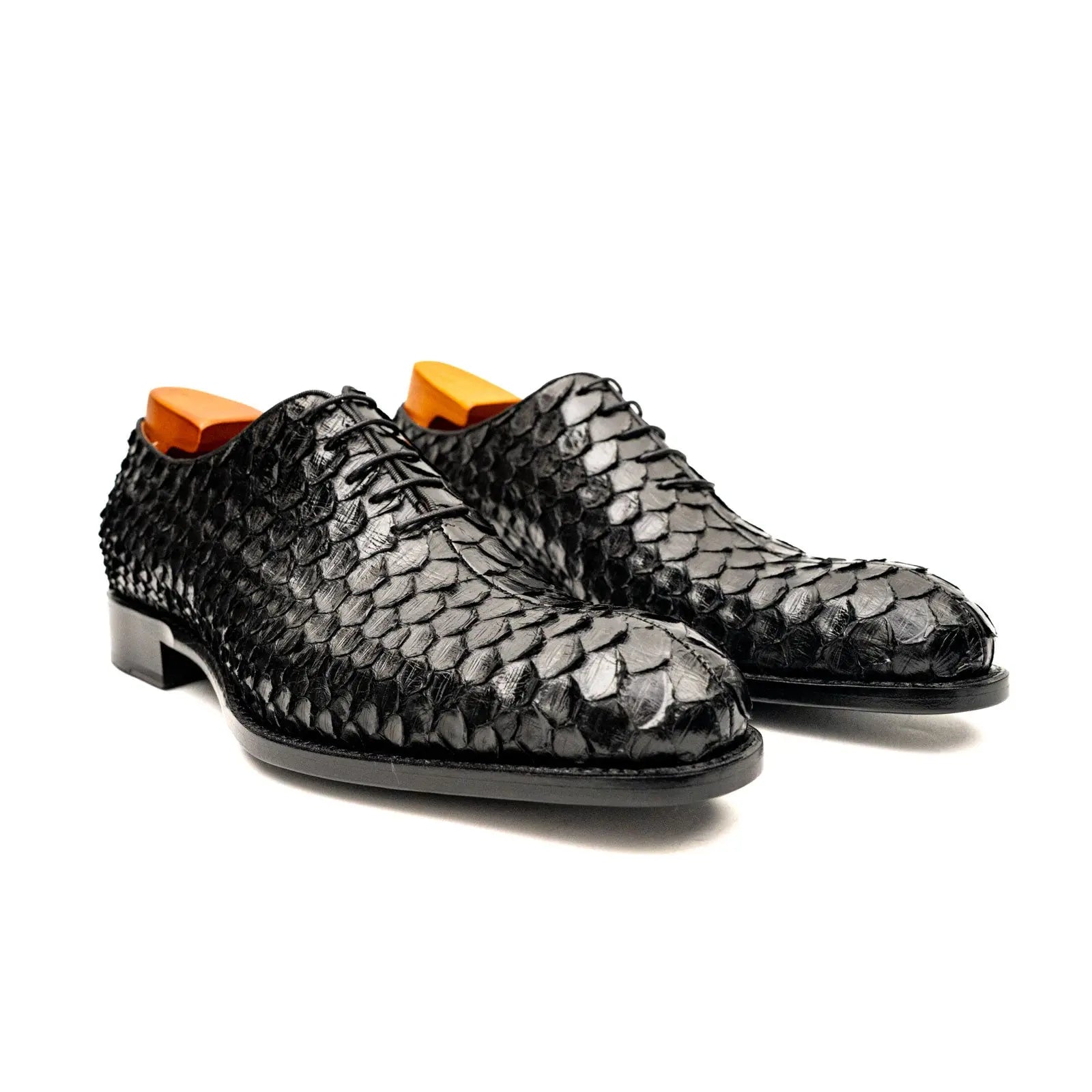 Men's Black Python Leather Oxfords DIVINCH