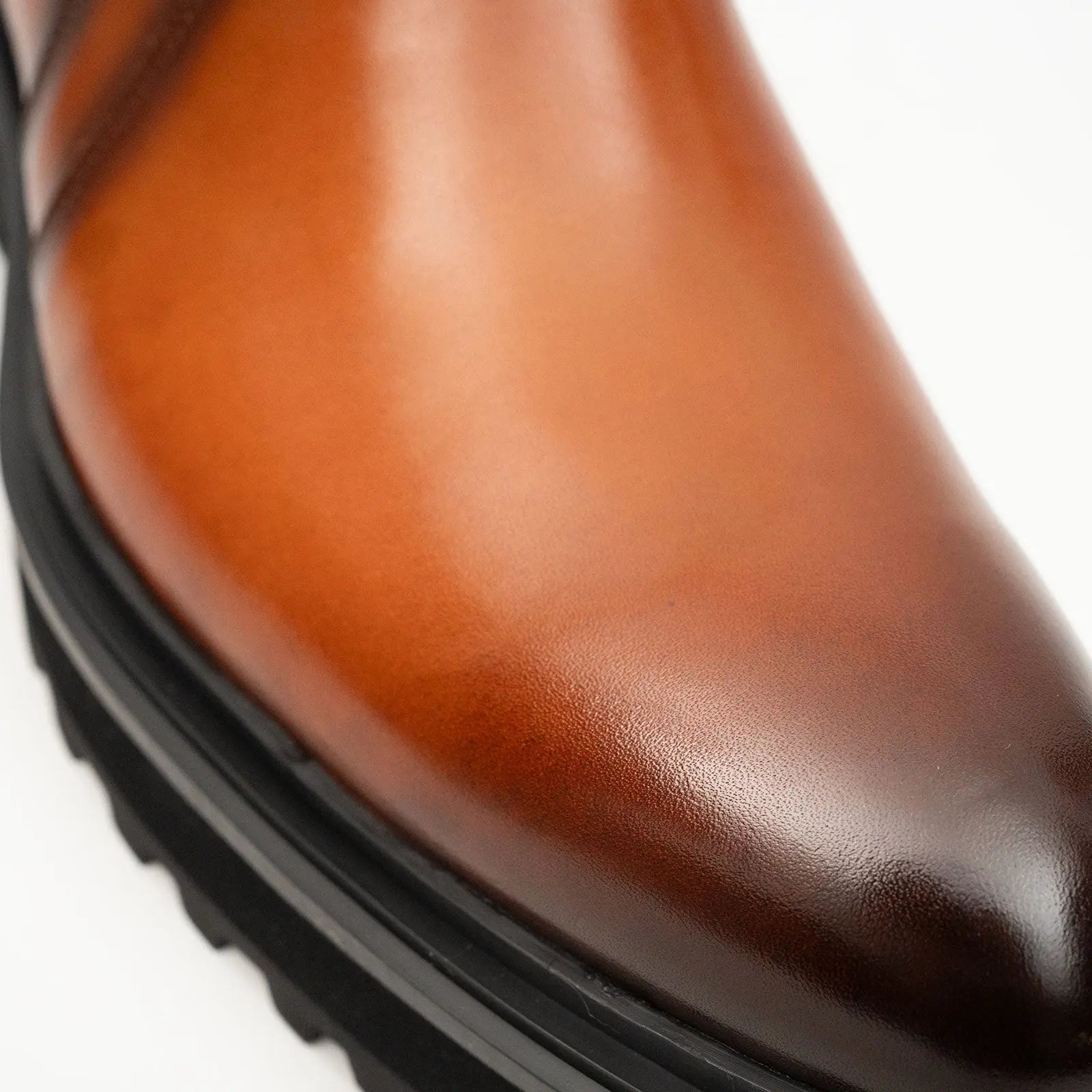 Men's Brown Calfskin Buckle Chelsea Boots DIVINCH