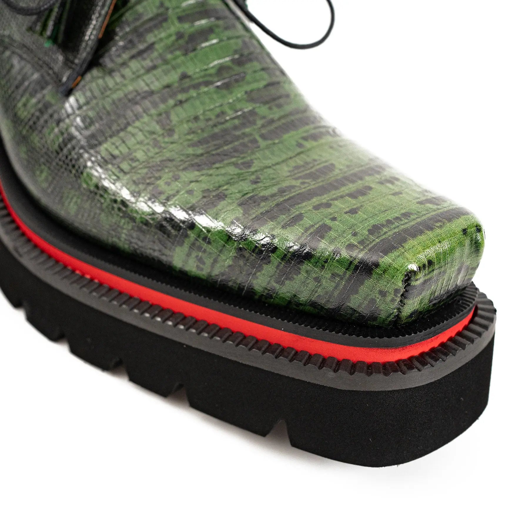 Men's Leather Derby Shoes with Snake-Print Platform Divinch