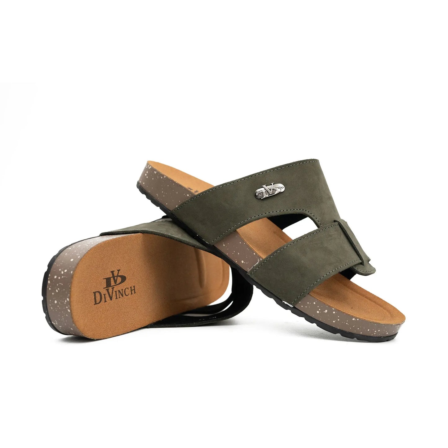 Olive Green Strap Slides DIVINCH