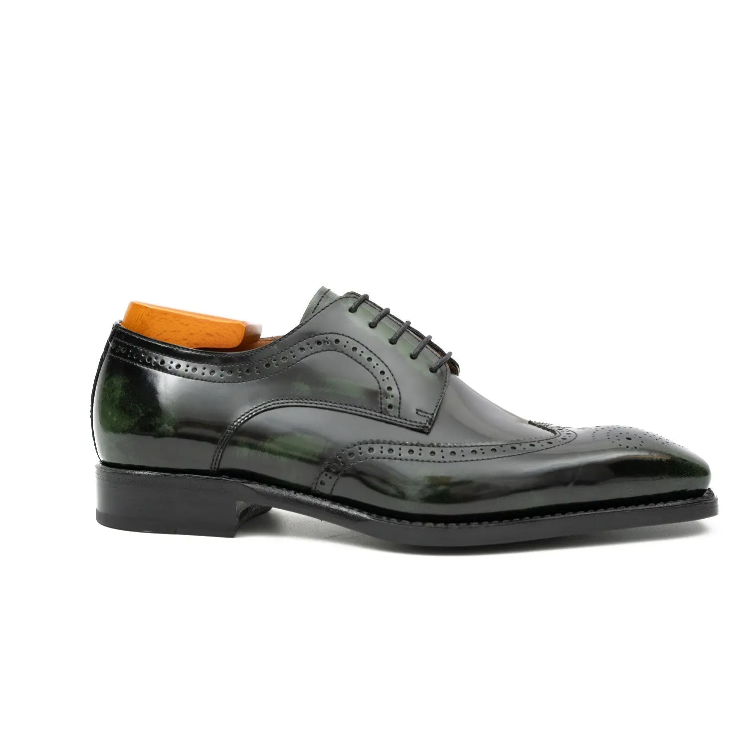 Patent Green Leather Goodyear Welted Derby Dress Shoes for Men