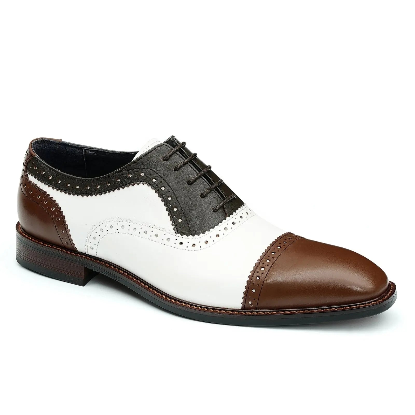 Men's brogue leather shoes, formal oxford shoes with carved pattern D65167 - Divinch