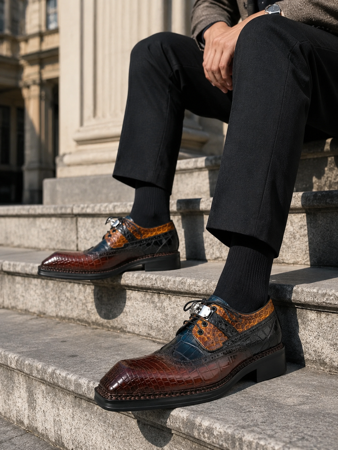 Tri-Tone Crocodile Derby outfit scenario