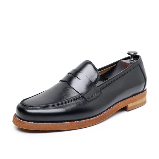 Black calfskin Slip-on loafers STO-047