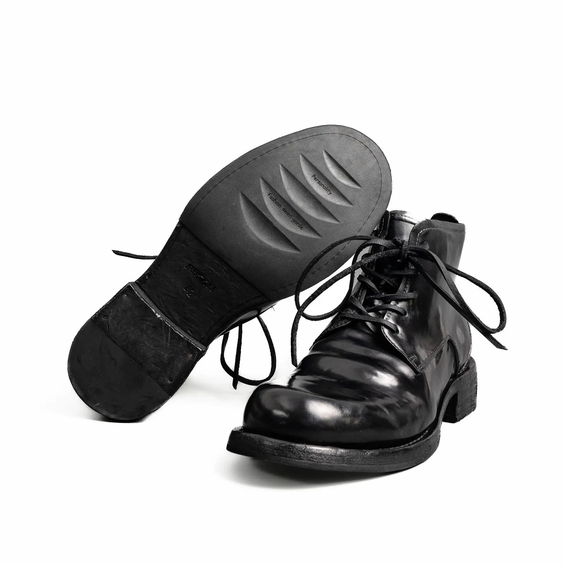 5-Eyelet Washed Cordovan Boots Black