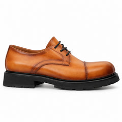 DIVINCH 6501A brown calfskin cap-toe Derby shoes - 01 side