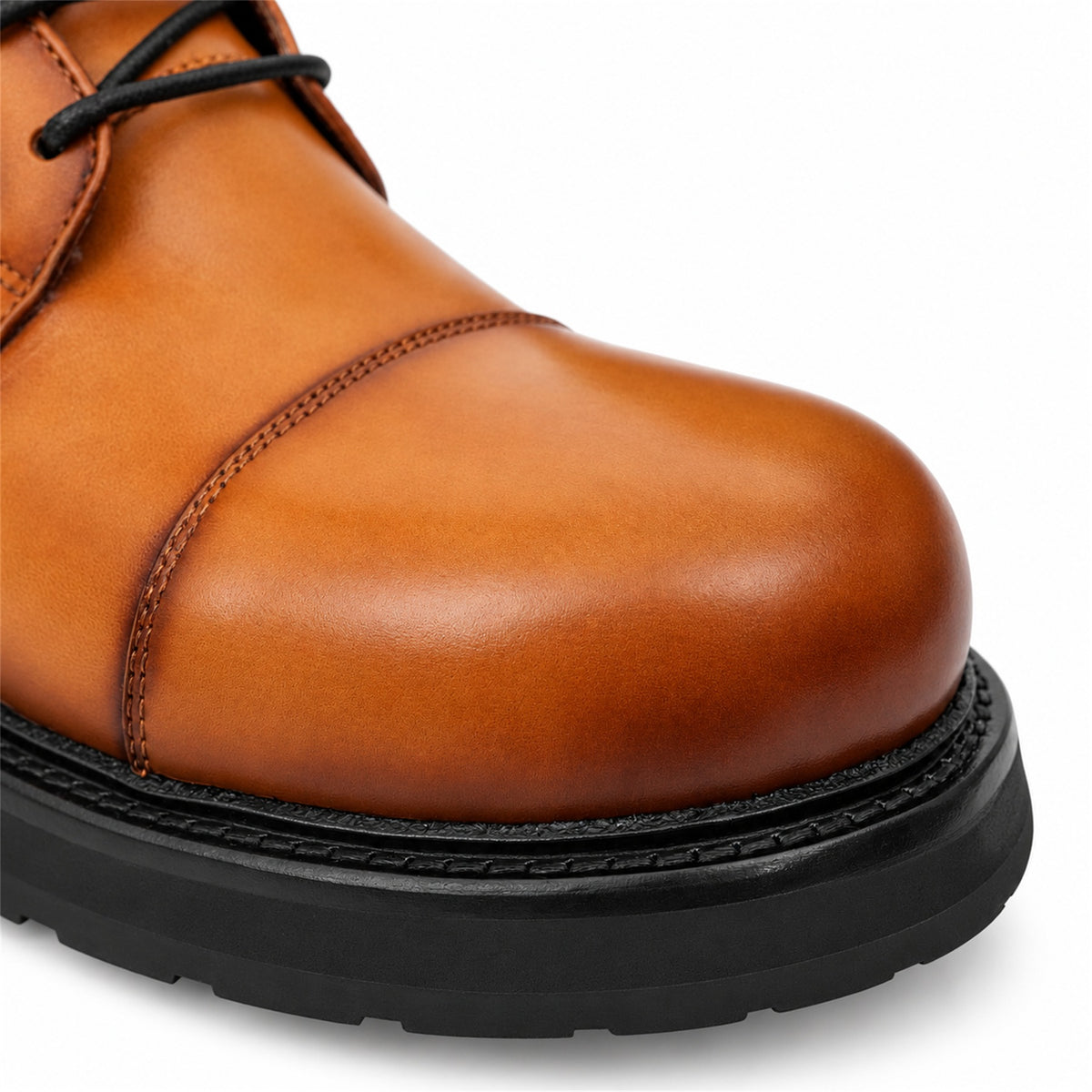 DIVINCH 6501A brown calfskin cap-toe Derby shoes - 05 toe detail