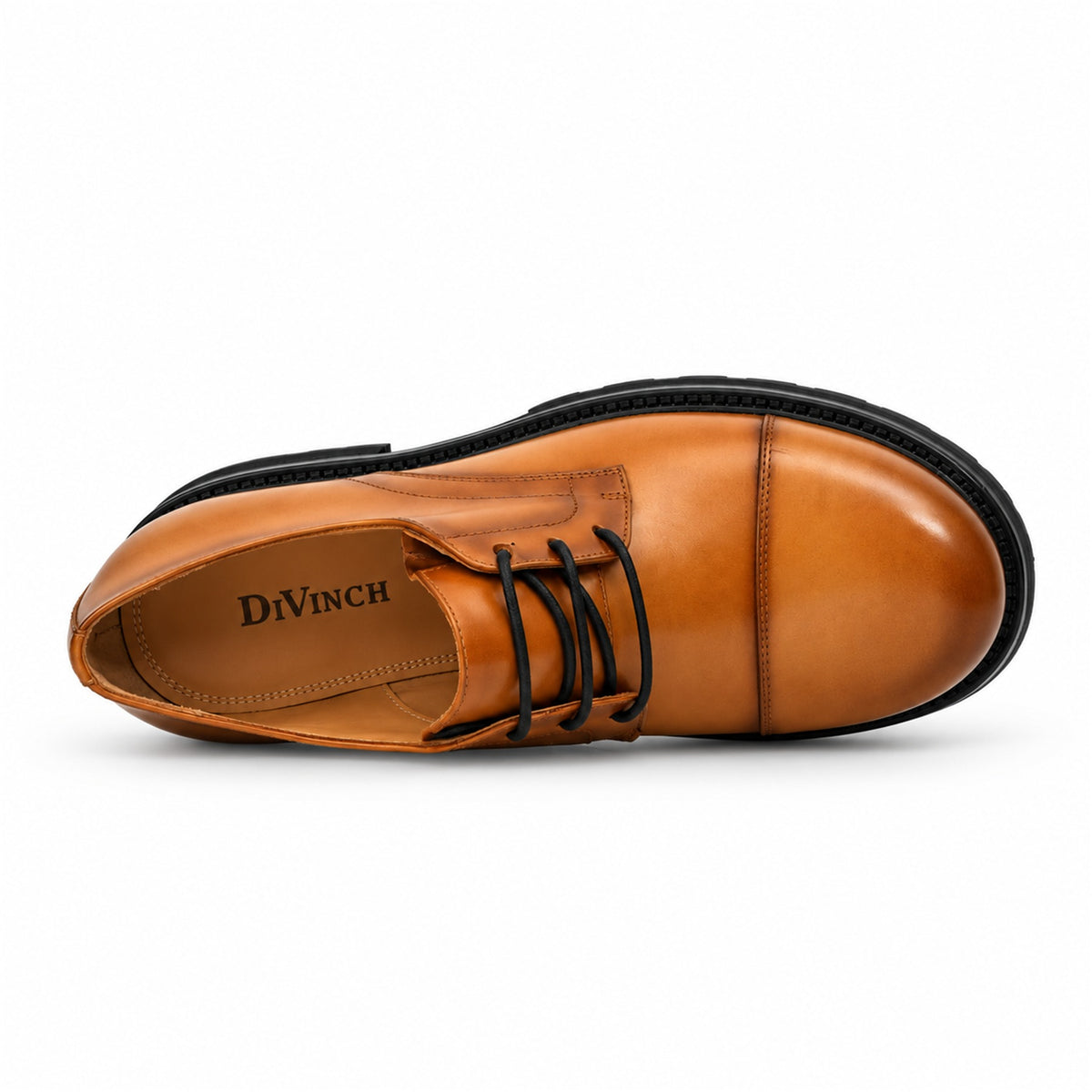 DIVINCH 6501A brown calfskin cap-toe Derby shoes - 07 top