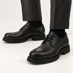DIVINCH 6501B black calfskin cap-toe Derby shoes - 00 on foot