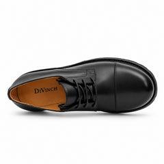 DIVINCH 6501B black calfskin cap-toe Derby shoes - 07 top
