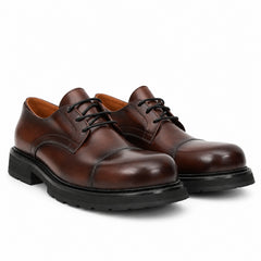 DIVINCH 6501C coffee calfskin cap-toe Derby shoes - 03 pair