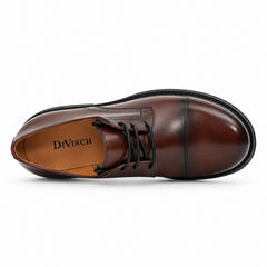DIVINCH 6501C coffee calfskin cap-toe Derby shoes - 07 top