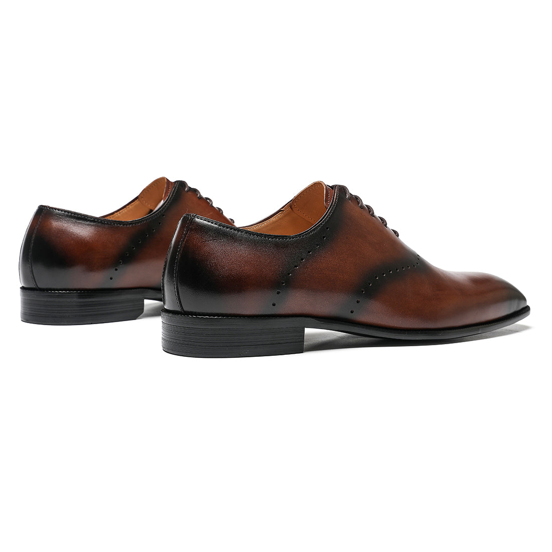 Small square toe lace-up business oxford shoes D66292 Brown - Divinch