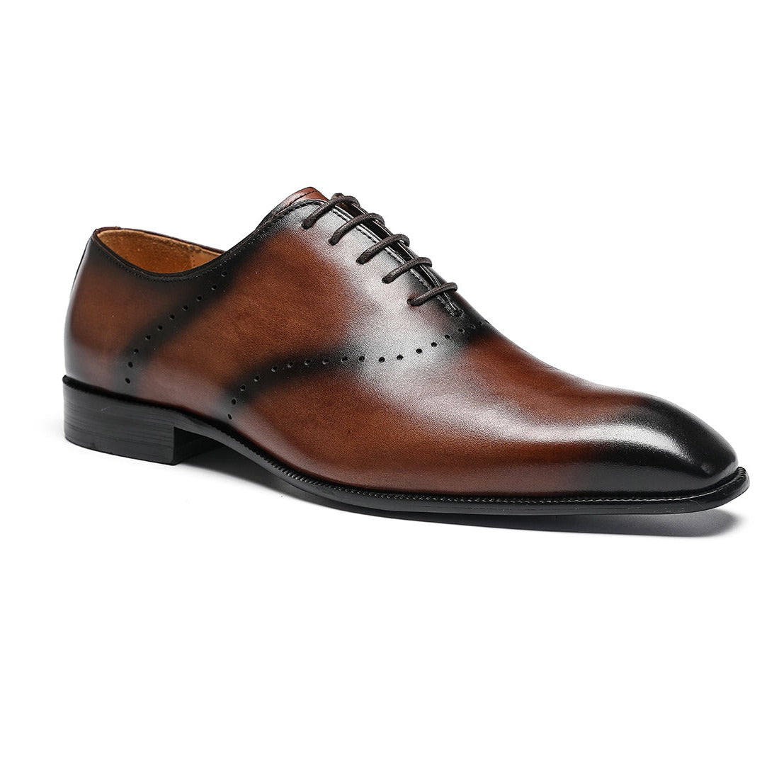 Small square toe lace-up business oxford shoes D66292 Brown - Divinch