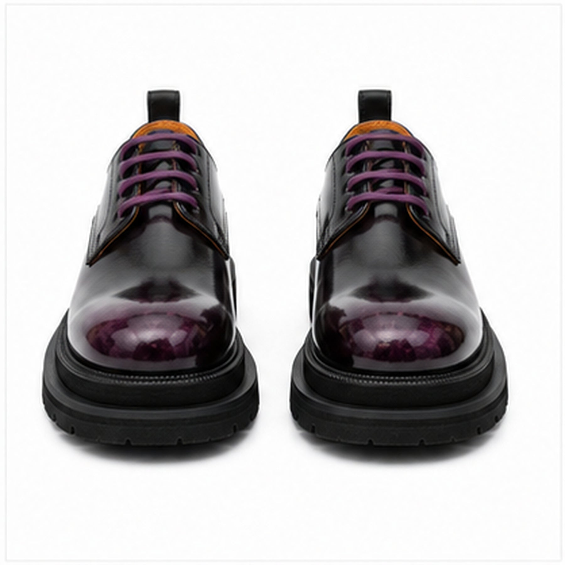 DIVINCH 8221KC-H black purple derby shoes front view with purple laces