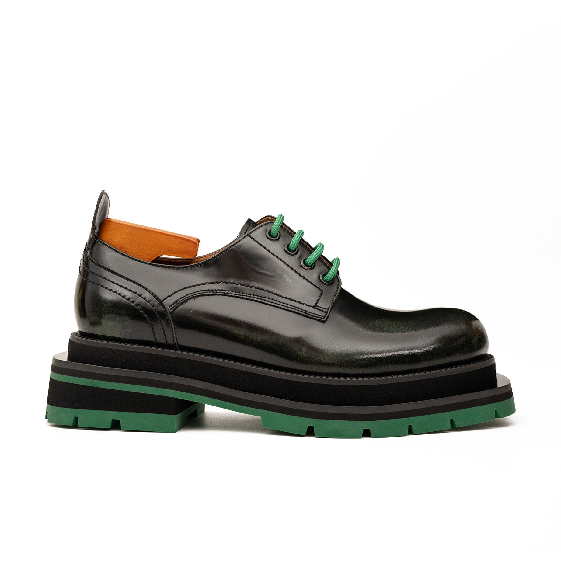 DIVINCH 8222KD-L black green platform derby side profile