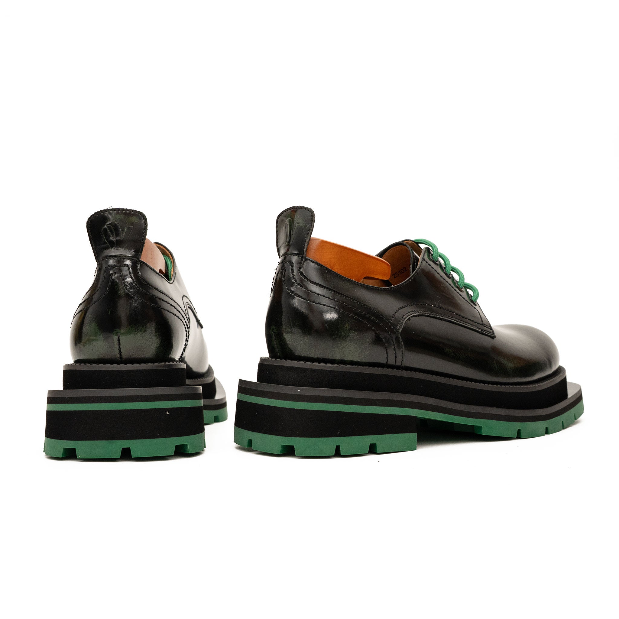 DIVINCH 8222KD-L black green platform derby rear side pair view