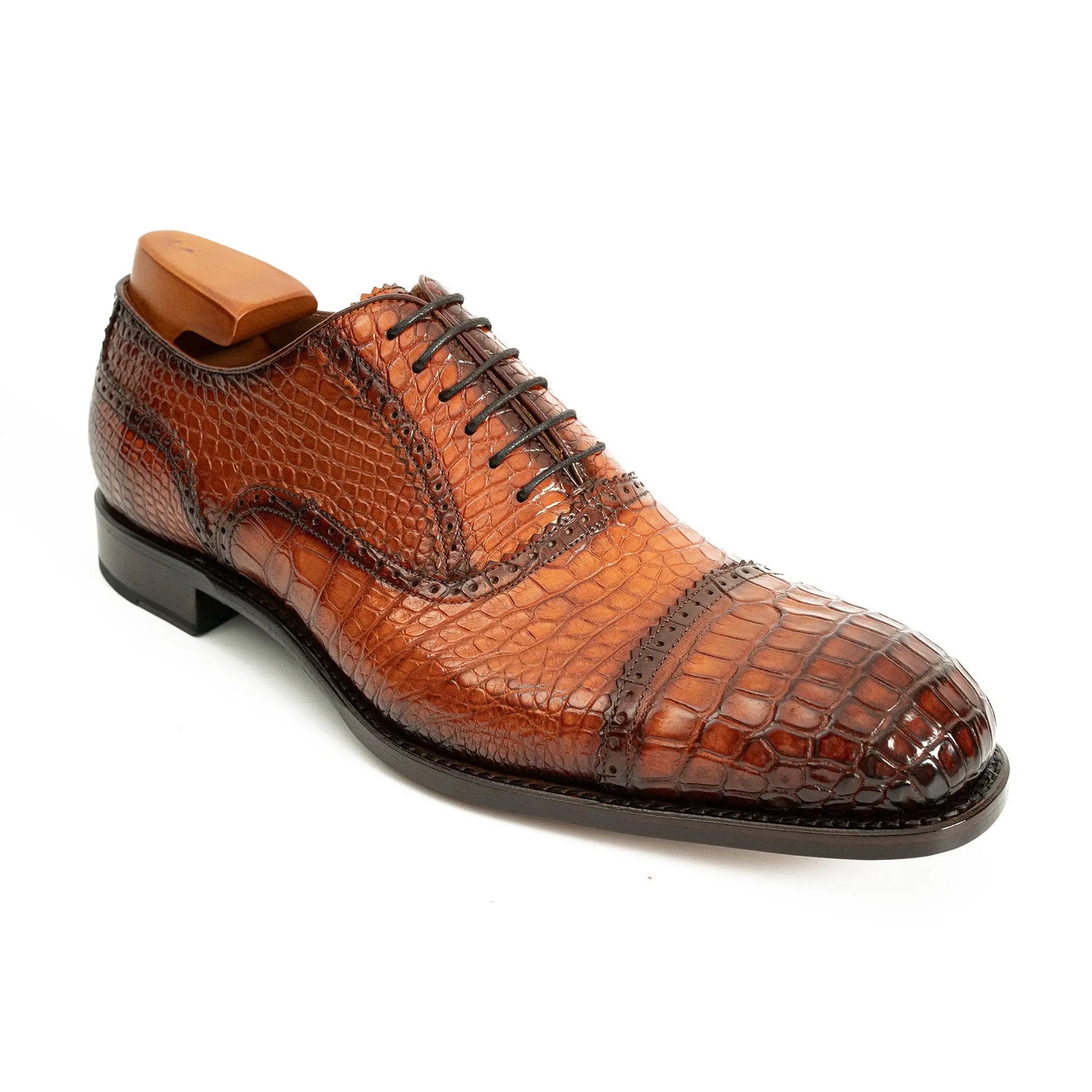 Alligatorhaut-Oxford-Schuhe Braun 