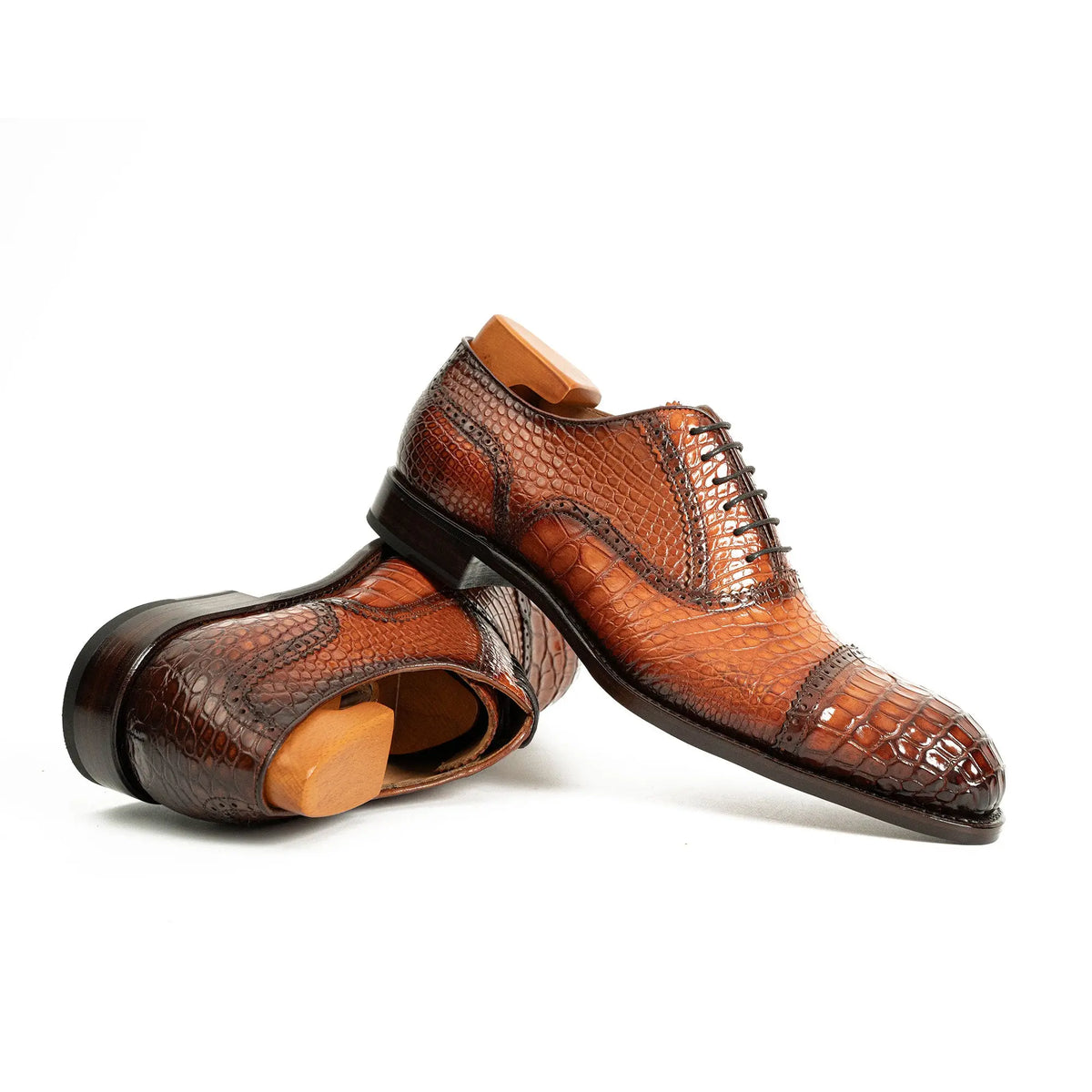 Alligator Skin Oxford Shoes Brown DIVINCH