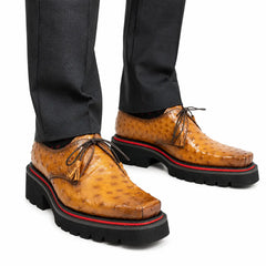 Amber Ostrich Derby with Elevated Sole