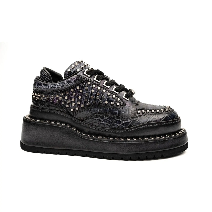 Zapatillas con Plataforma y Tachuelas de Cocodrilo en Antracita