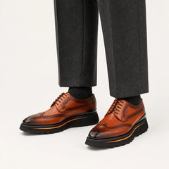 DIVINCH Antique Walnut Platform Derby — on-foot studio view