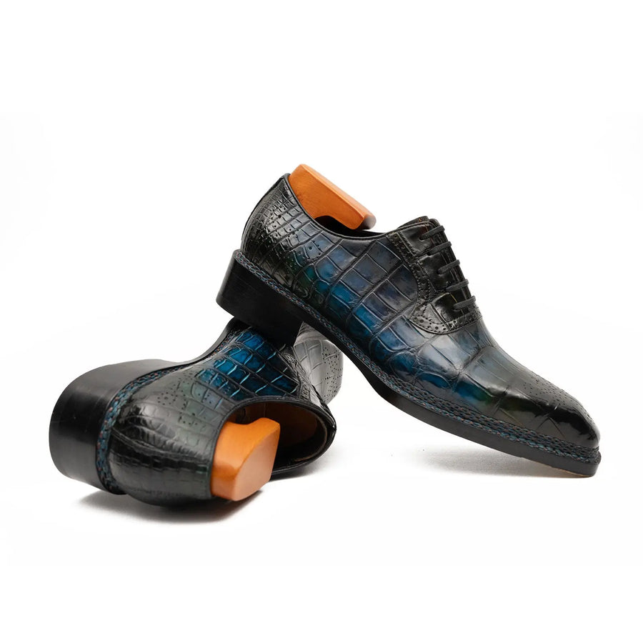 Scarpe oxford norvegesi in pelle di coccodrillo