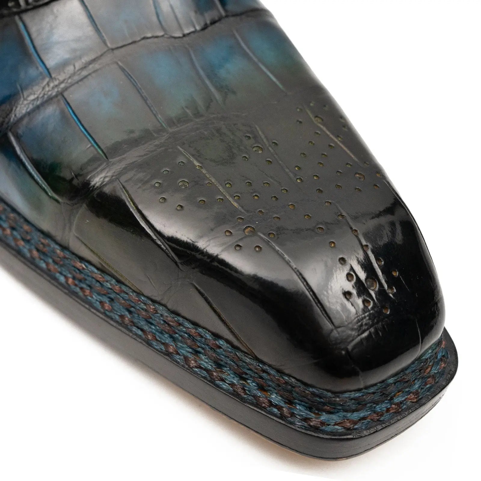 BLUE Crocodile Oxford Shoes Goodyear Norwegian 8015 DIVINCH