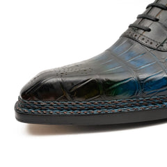 BLUE Crocodile Oxford Shoes Goodyear Norwegian 8015 DIVINCH