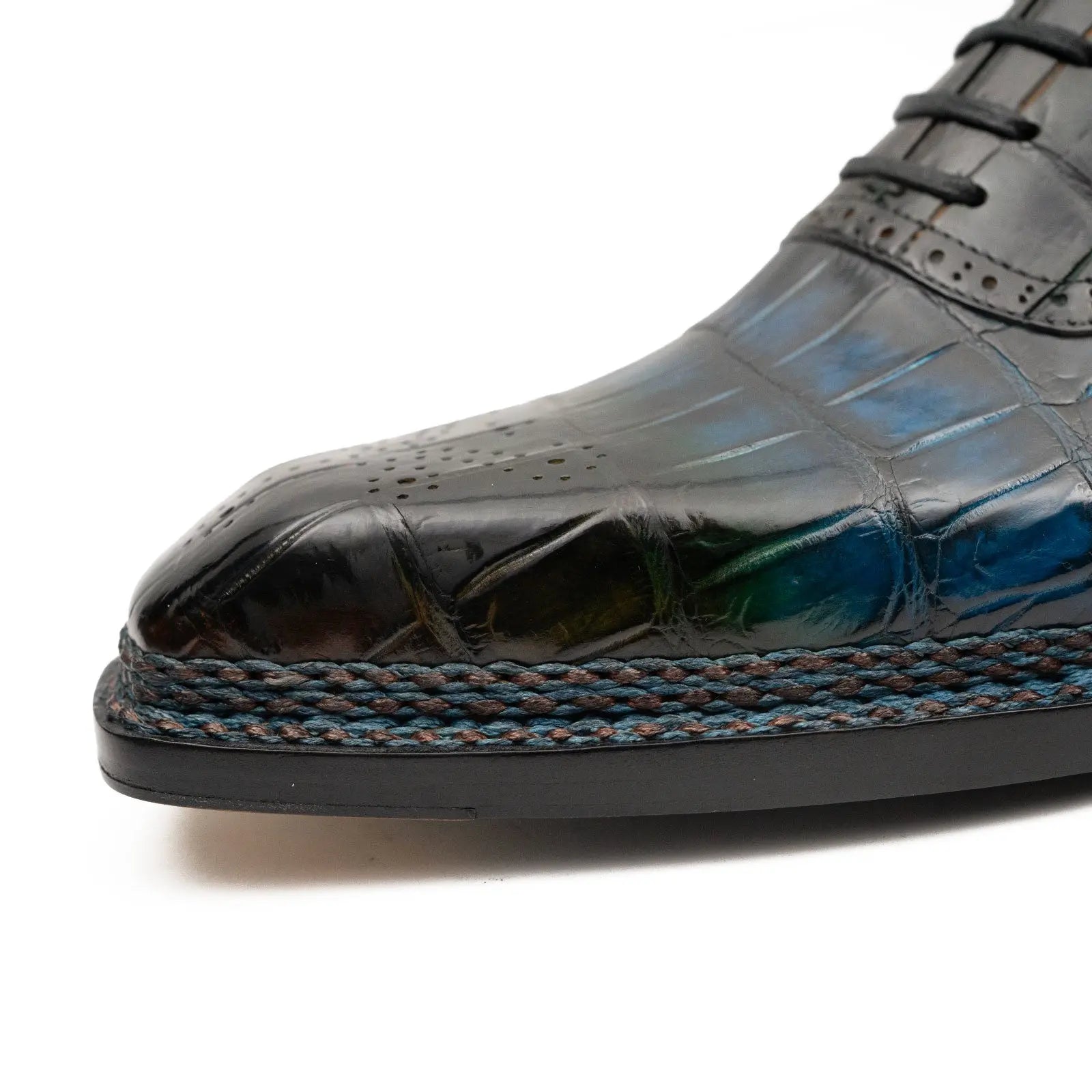 BLUE Crocodile Oxford Shoes Goodyear Norwegian 8015 DIVINCH