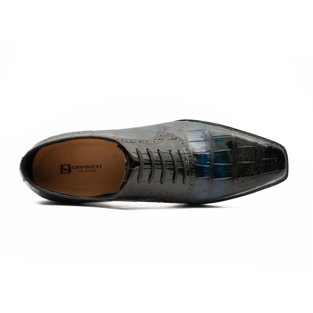 BLUE Crocodile Oxford Shoes Goodyear Norwegian 8015 DIVINCH