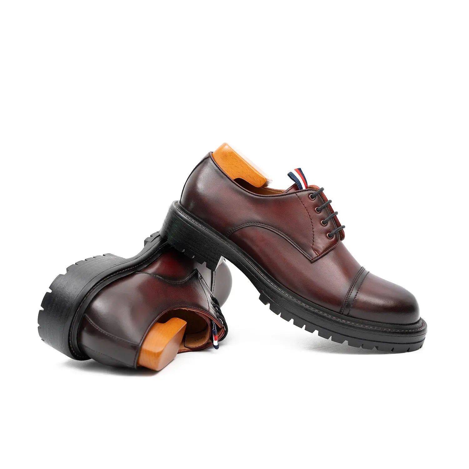 Big Cap Toe Derby shoes Wine red DIVINCH