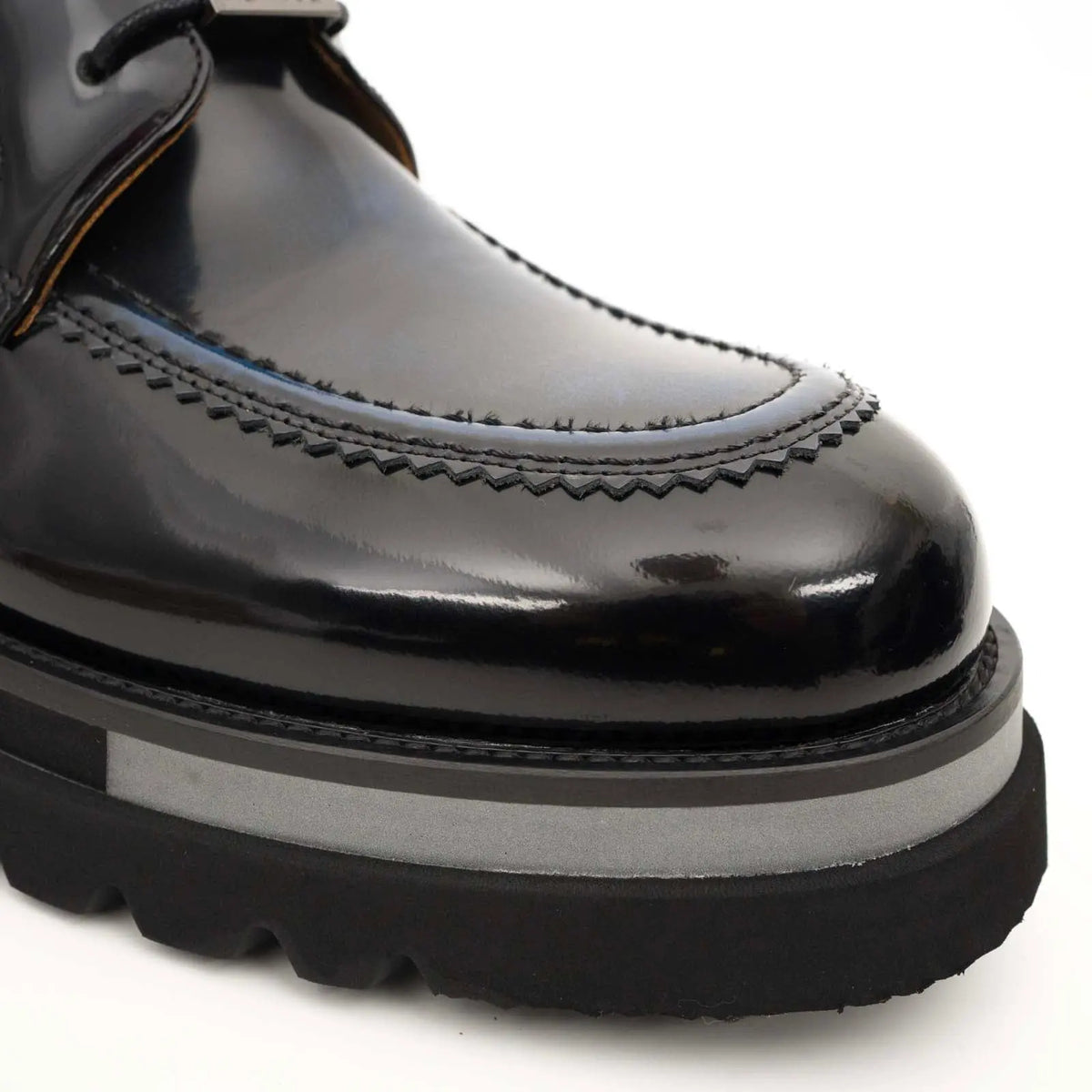 Black BLUE Patent Leather Lace-Up Boots DIVINCH