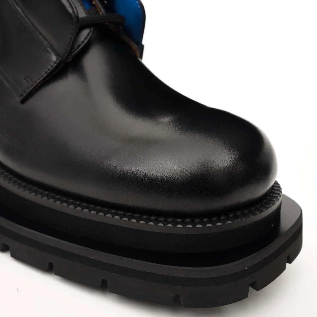 Black Blue Lug Sole Derby Shoes DIVINCH