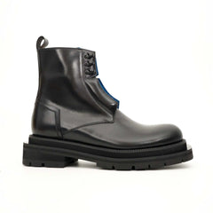 Black Blue Lug Sole Leather Boots DIVINCH